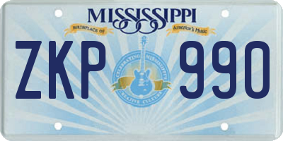 MS license plate ZKP990