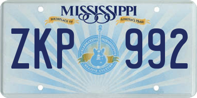 MS license plate ZKP992