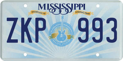 MS license plate ZKP993