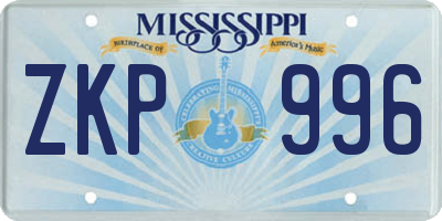 MS license plate ZKP996