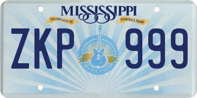 MS license plate ZKP999