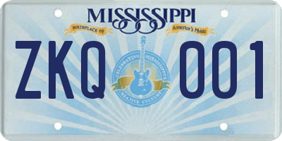 MS license plate ZKQ001