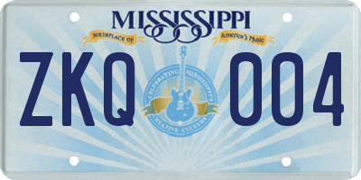MS license plate ZKQ004
