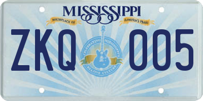 MS license plate ZKQ005