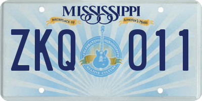 MS license plate ZKQ011