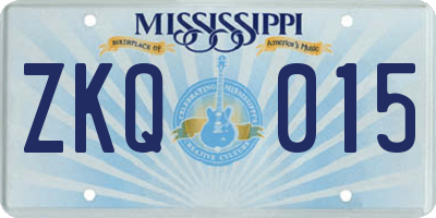 MS license plate ZKQ015