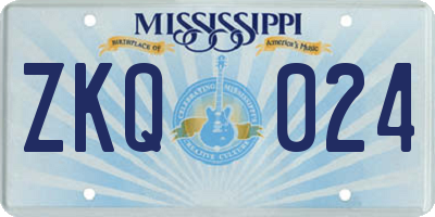 MS license plate ZKQ024