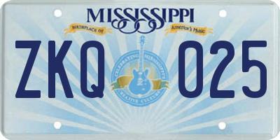 MS license plate ZKQ025