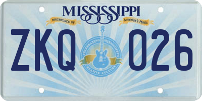 MS license plate ZKQ026