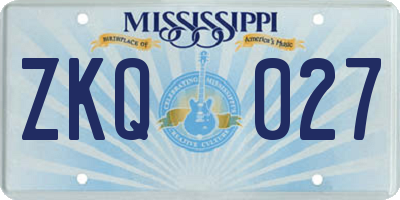 MS license plate ZKQ027
