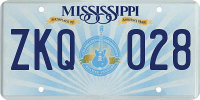 MS license plate ZKQ028