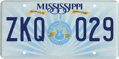 MS license plate ZKQ029