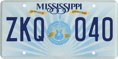MS license plate ZKQ040