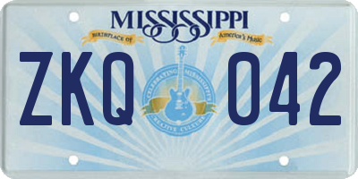 MS license plate ZKQ042