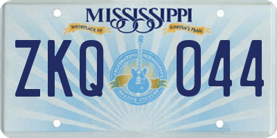 MS license plate ZKQ044