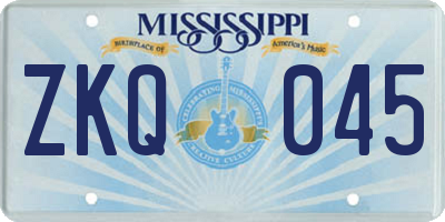 MS license plate ZKQ045