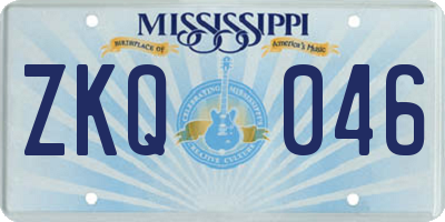 MS license plate ZKQ046