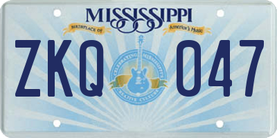 MS license plate ZKQ047