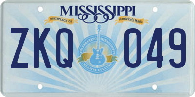 MS license plate ZKQ049
