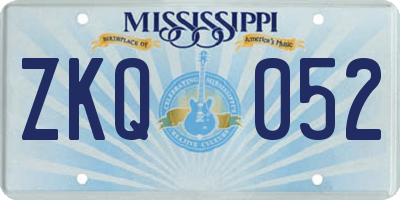 MS license plate ZKQ052