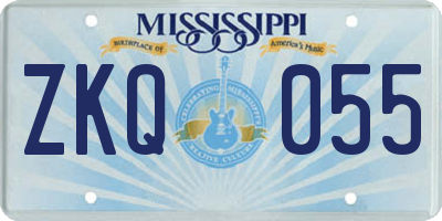 MS license plate ZKQ055