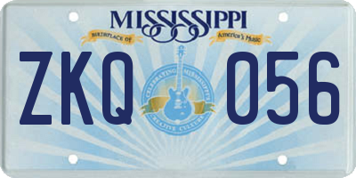 MS license plate ZKQ056