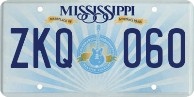 MS license plate ZKQ060