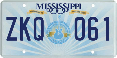 MS license plate ZKQ061