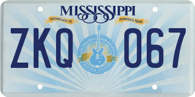 MS license plate ZKQ067