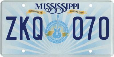 MS license plate ZKQ070