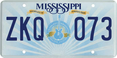 MS license plate ZKQ073