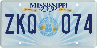 MS license plate ZKQ074