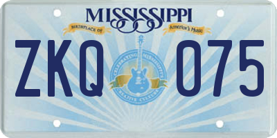 MS license plate ZKQ075