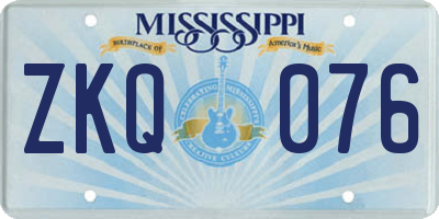 MS license plate ZKQ076