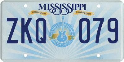 MS license plate ZKQ079