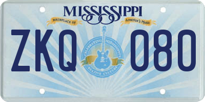 MS license plate ZKQ080