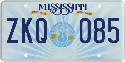 MS license plate ZKQ085