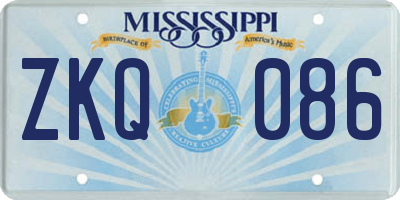 MS license plate ZKQ086