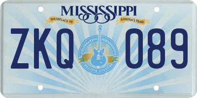 MS license plate ZKQ089