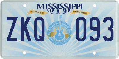 MS license plate ZKQ093