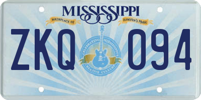 MS license plate ZKQ094