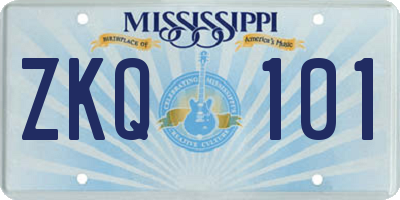 MS license plate ZKQ101