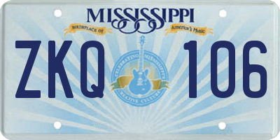 MS license plate ZKQ106