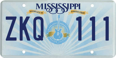 MS license plate ZKQ111