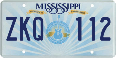 MS license plate ZKQ112