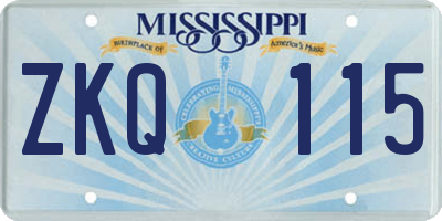 MS license plate ZKQ115