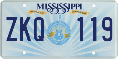 MS license plate ZKQ119