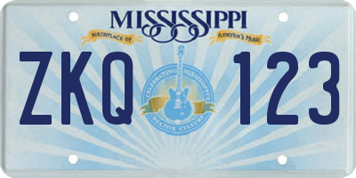 MS license plate ZKQ123