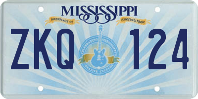 MS license plate ZKQ124