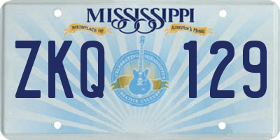 MS license plate ZKQ129